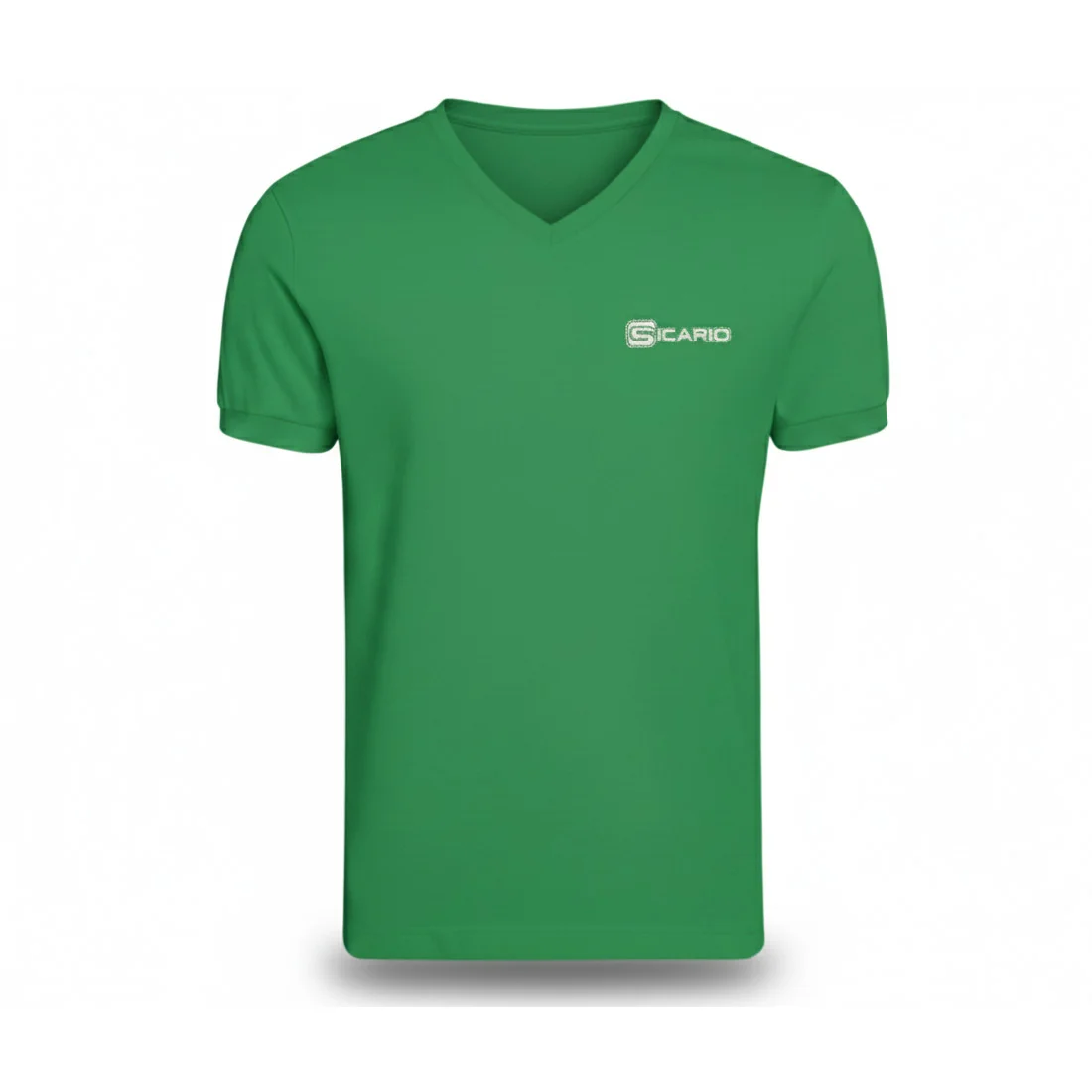 Sicario S-4211 Green V-Neck T-Shirt – breathable cotton blend, athletic fit, customizable design, perfect for sports teams and casual wear.