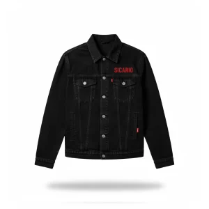Sicario SDJ-4806 Black Denim Jacket – bold streetwear with durable fabric, custom branding options, and timeless urban style for men & women.