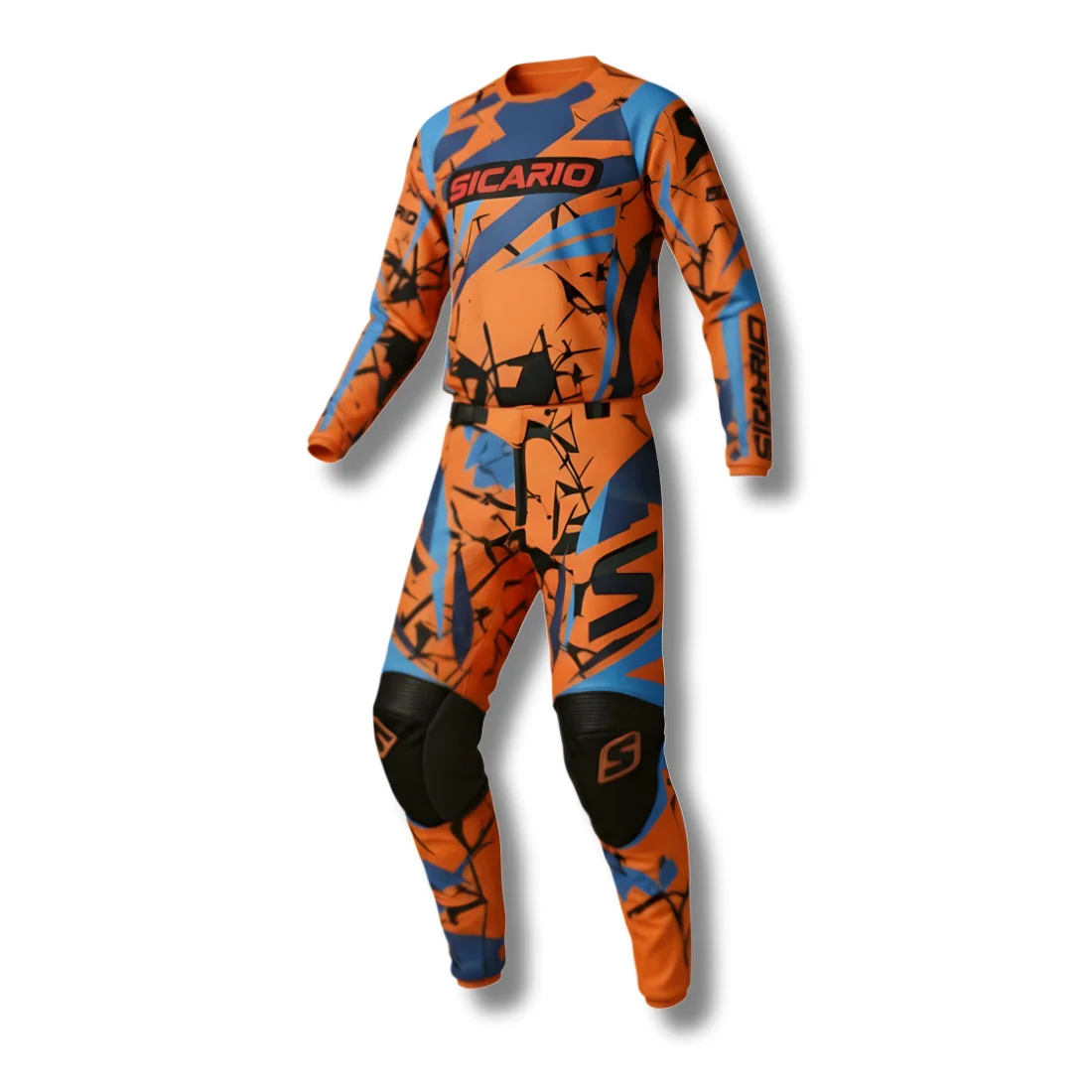 Sicario SMX-3408 Motocross Gear | Pro MX Race Suit | Custom Dirt Bike Apparel | Black & White, Orange, Red, Blue, Green | Made-to-Measure Off-Road Kit