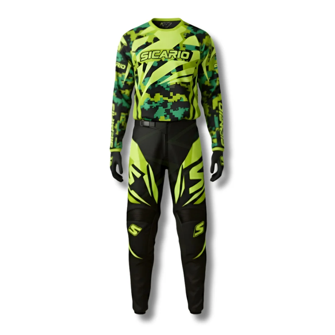 SMX-3410 Sicario Digital Camo Motocross Gear Set - Conquer the Track in Stealth & Style,Digital Camo MX Race Suit | Custom Dirt Bike Apparel | Black & White, Blue, Red, Green | Made-to-Measure Off-Road Kit
