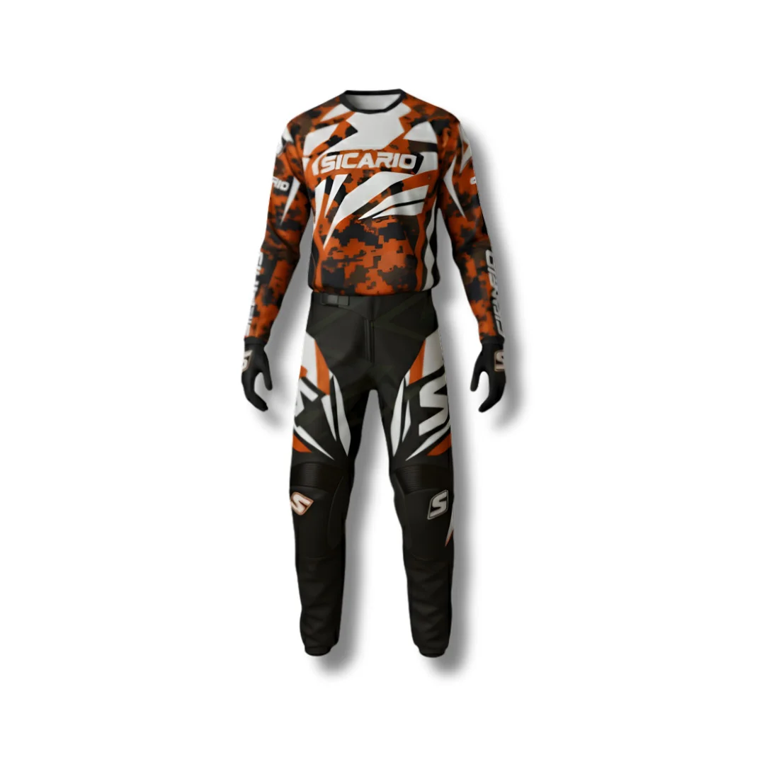 SMX-3410 Sicario Digital Camo Motocross Gear Set - Conquer the Track in Stealth & Style,Digital Camo MX Race Suit | Custom Dirt Bike Apparel | Black & White, Blue, Red, Green | Made-to-Measure Off-Road Kit