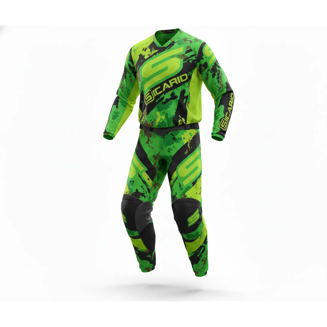 SMX-3411 Sicario Urban Camo Motocross Gear Set - Own the Track with Street-Ready Stealth! Urban Camo MX Race Suit | Custom Dirt Bike Apparel | Black & White, Blue, Fluo Green | Made-to-Measure Off-Road Kit