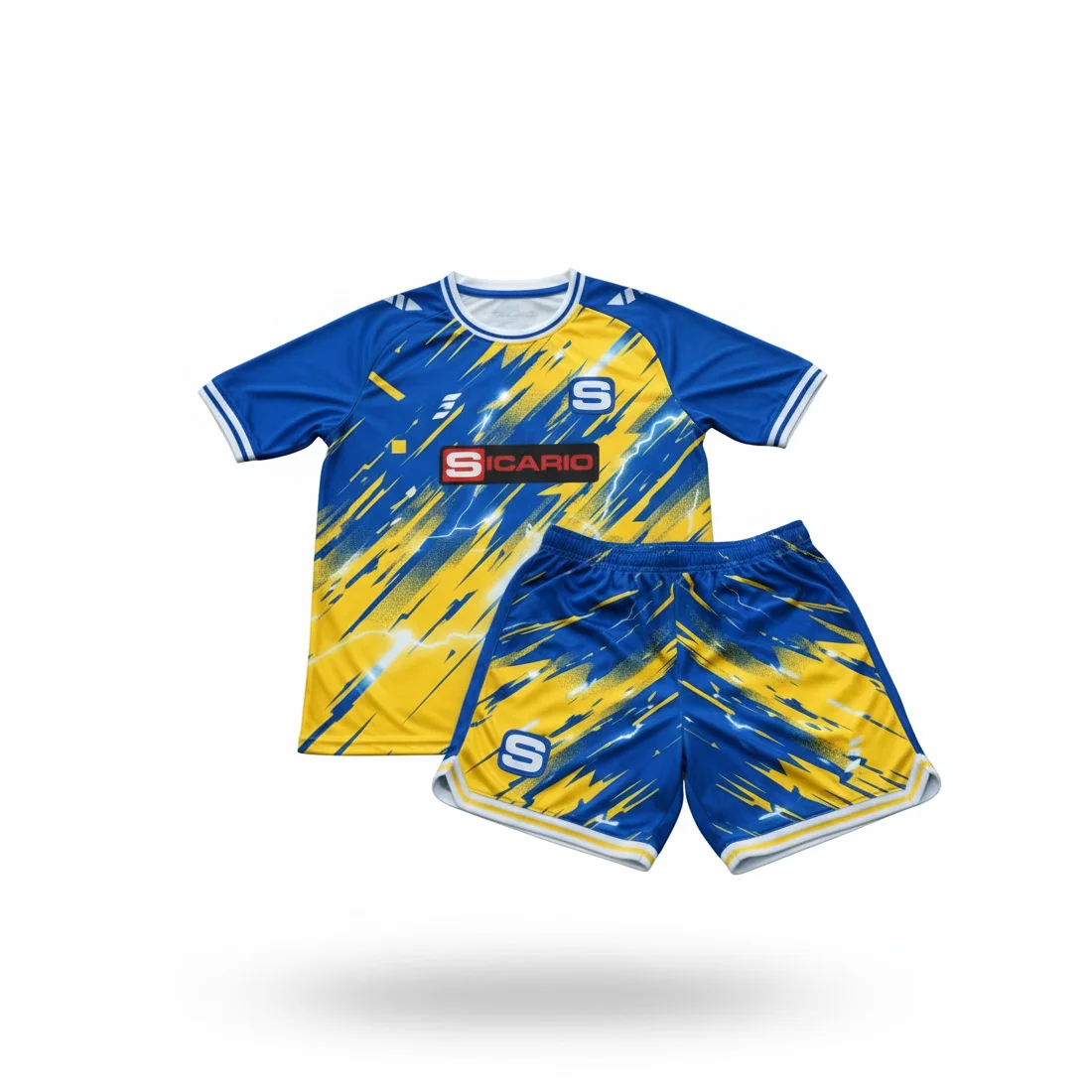 SS-5303 Sicario Geo-Shade Sublimation Soccer Kit - Precision Performance Uniform | Custom Sublimation Football Uniform | Geo-Shade Jersey & Shorts Set | High-Performance Team Apparel | Made-to-Measure Soccer Gear