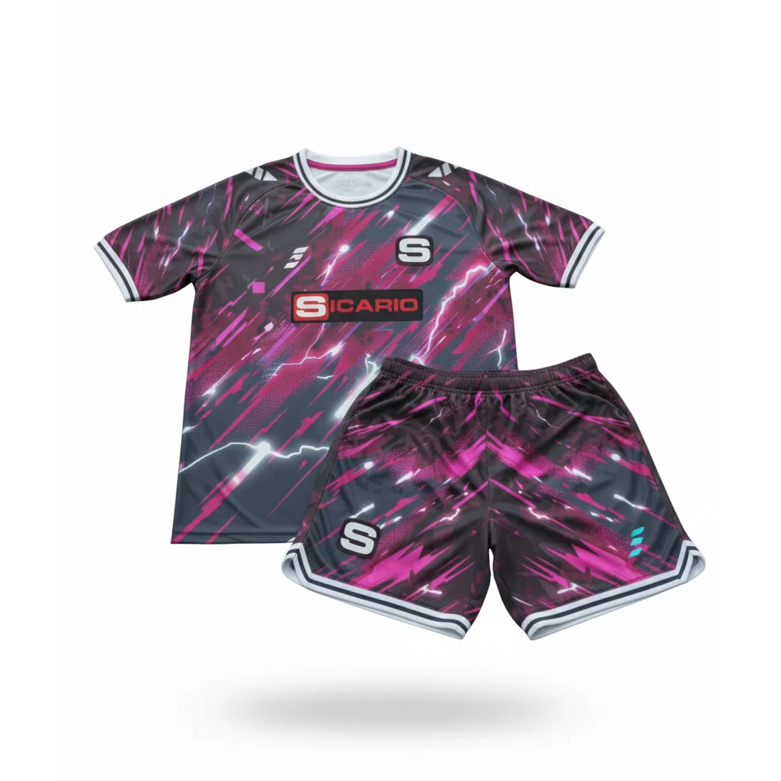 SS-5304 Sicario Dynamic Stripe Sublimation Soccer Kit - Performance Football Uniform | Custom Sublimation Football Uniform | Dynamic Stripe Jersey & Shorts Set | High-Performance Team Apparel | Made-to-Measure Soccer Gear