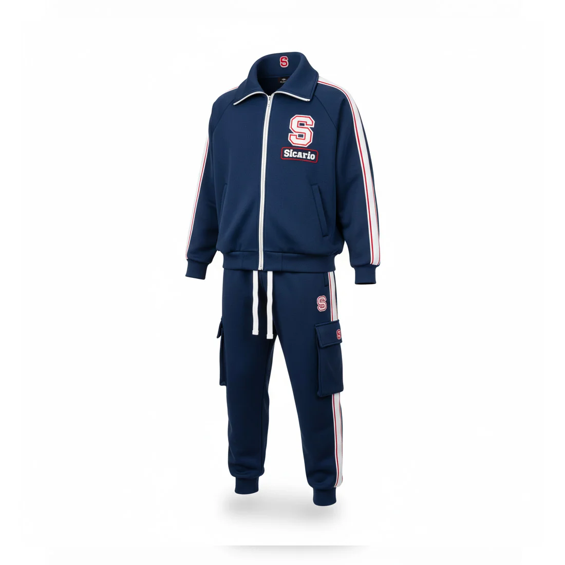 Sicario ST-3912 Tracksuit | Men's Varsity Jacket & Cargo Joggers Set | Premium Athletic Wear | Street Style Sportswear | Comfortable Track Suit