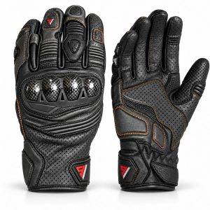 Carbon Sport Motorbike Gloves — 4-Knuckle Protection, Premium Leather