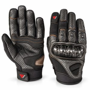 Carbon Knuckle Motorbike Gloves — Perforated Leather, Racing Protection